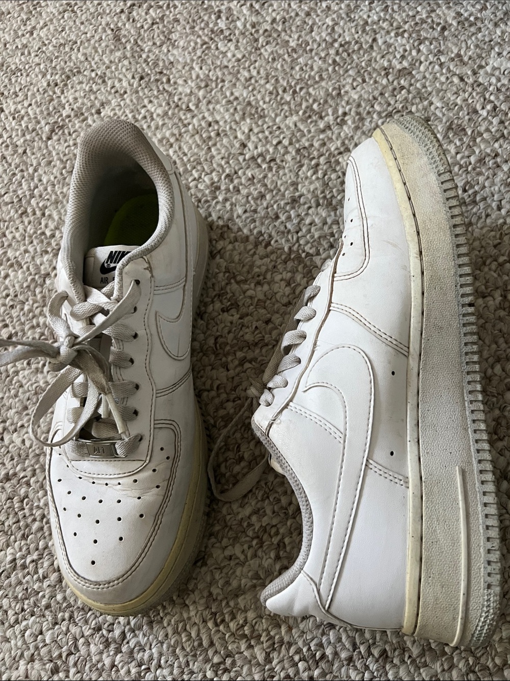 Nike Air Force I White Leather Low-Top Sneakers